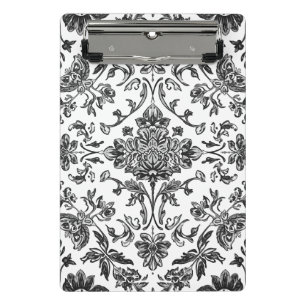 Floral Chinoiserie Black & White Watercolor Mini Clipboard