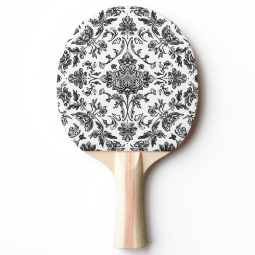 Floral Chinoiserie Black &amp; White Watercolor Ping Pong Paddle