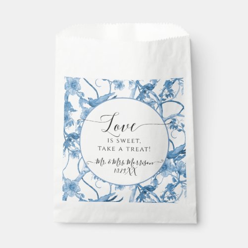 Floral Chinoiserie Blue and White Elegant Wedding Favor Bag