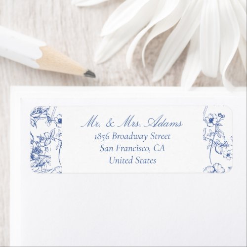Floral Chinoiserie Blue Pre_Addressed Return Label