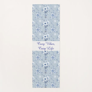 Floral Chinoiserie Blue Toile with custom text Yoga Mat