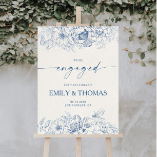 Floral Chinoiserie Engagement Party Foam Board
