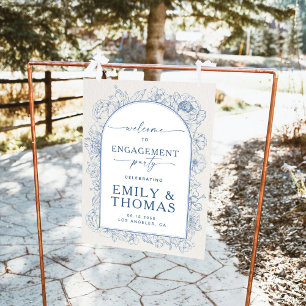 Floral Chinoiserie Engagement Party Foam Board