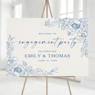 Floral Chinoiserie Engagement Party Foam Board