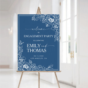 Floral Chinoiserie Engagement Party Foam Board