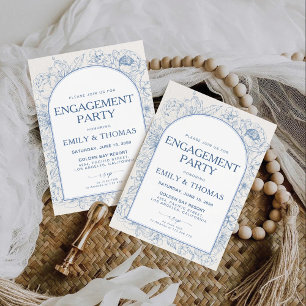 Floral Chinoiserie Engagement Party Invitation