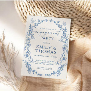 Floral Chinoiserie Engagement Party Invitation