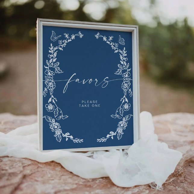 Floral Chinoiserie Favors Pedestal Sign (Creator Uploaded)