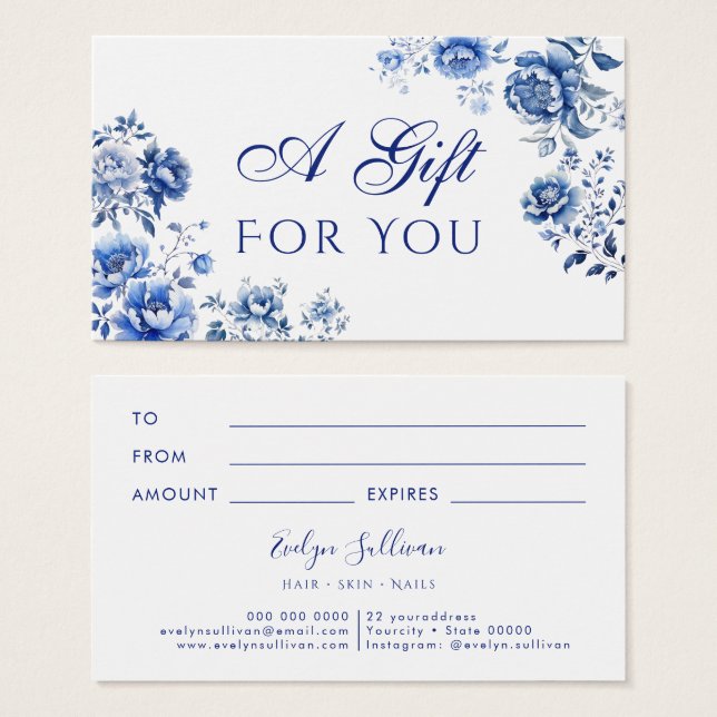 Floral chinoiserie gift card (Front & Back)