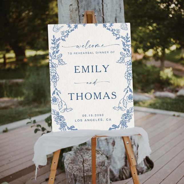 Floral Chinoiserie Rehearsal Dinner Foam Board (Creator Uploaded)