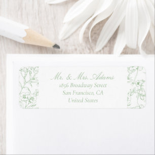 Floral Chinoiserie Sage Green Pre-Addressed Return Label