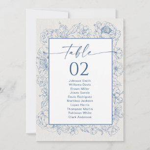Floral Chinoiserie Table Seating Chart Cards