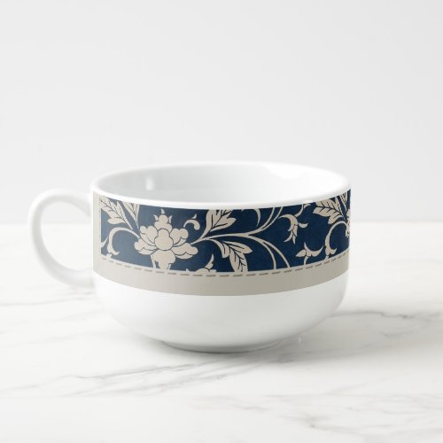 Floral Chinoiserie Vintage Blue Soup Mug