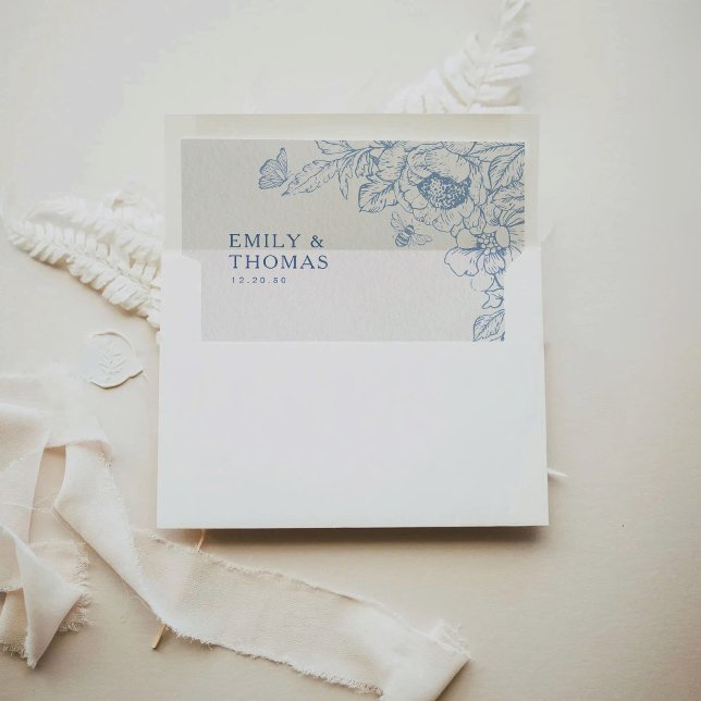 Floral Chinoiserie Wedding Envelope Liner (Creator Uploaded)
