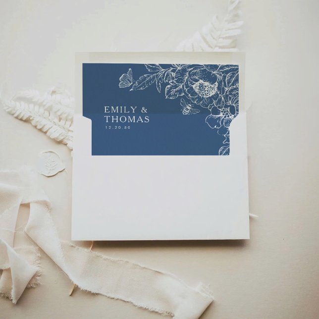 Floral Chinoiserie Wedding Envelope Liner (Creator Uploaded)