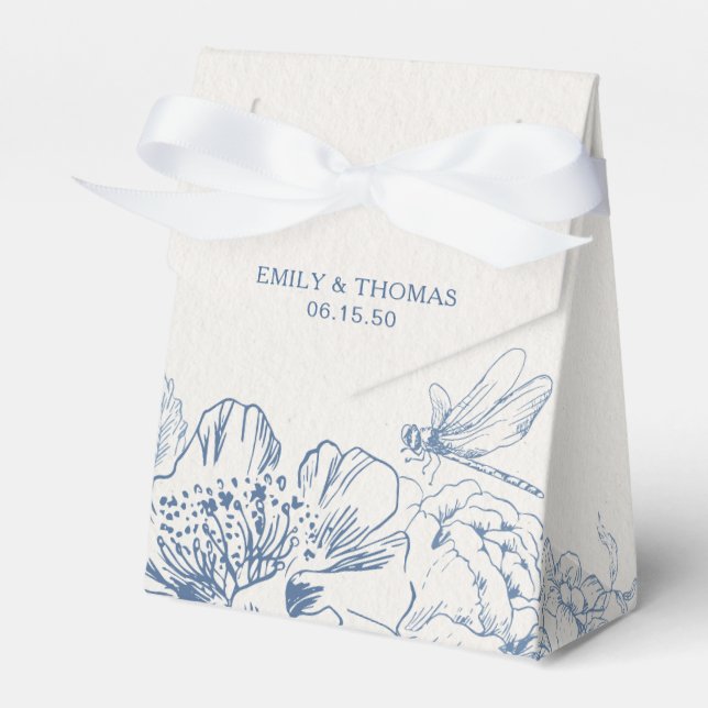 Floral Chinoiserie Wedding Favor Boxes (Front Side)
