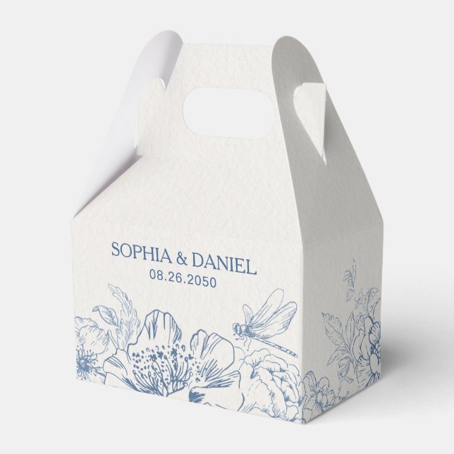 Floral Chinoiserie Wedding Favor Boxes (Front Side)