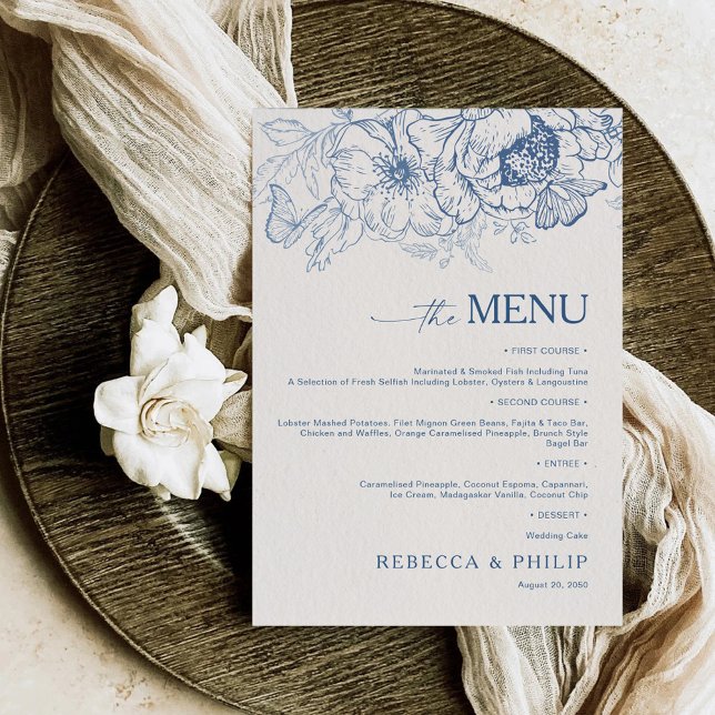 Floral Chinoiserie Wedding Flat Menu (Creator Uploaded)