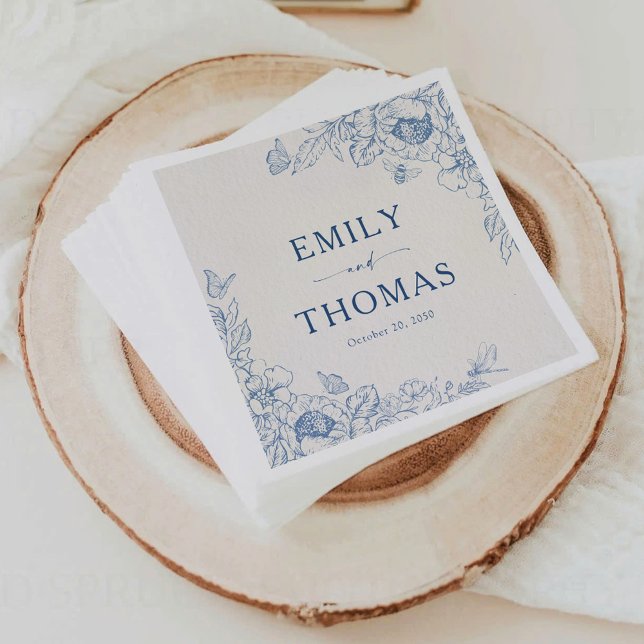 Floral Chinoiserie Wedding Paper Napkin (Creator Uploaded)