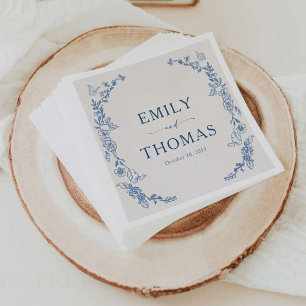 Floral Chinoiserie Wedding Paper Napkin