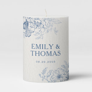 Floral Chinoiserie Wedding Pillar Candle