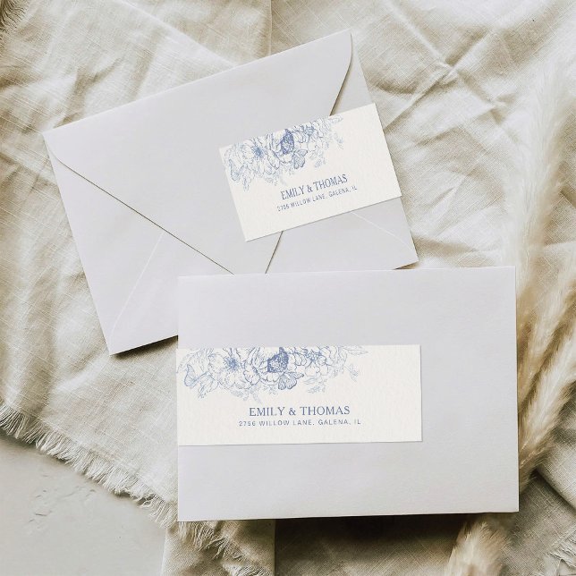 Floral Chinoiserie Wedding Return Address Label (Creator Uploaded)