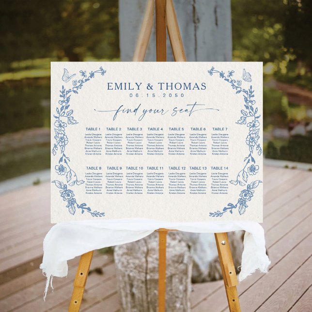  Floral Chinoiserie Wedding Seating Chart Foam Board (Creator Uploaded)