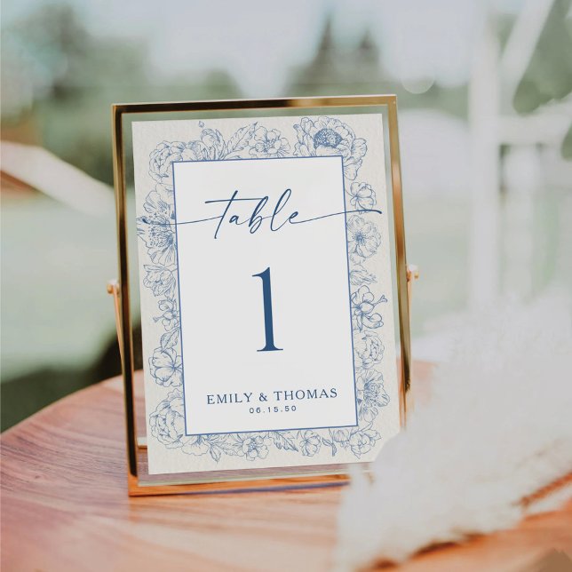 Floral Chinoiserie Wedding Table Number Card (Creator Uploaded)