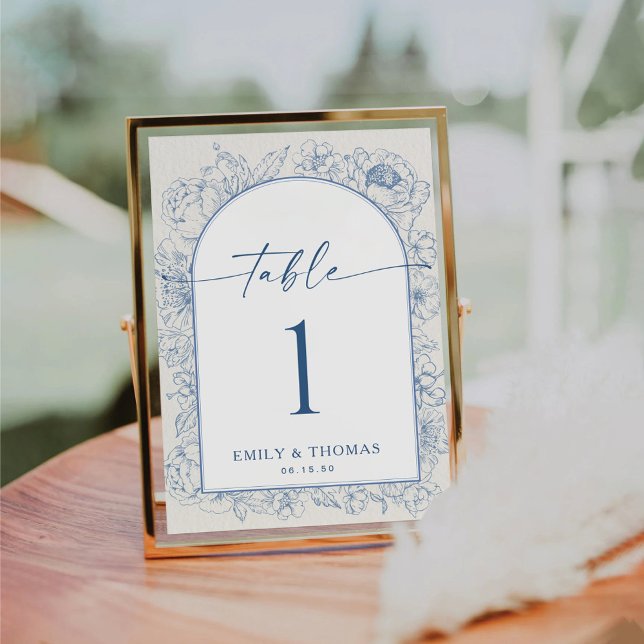 Floral Chinoiserie Wedding Table Number Card (Creator Uploaded)