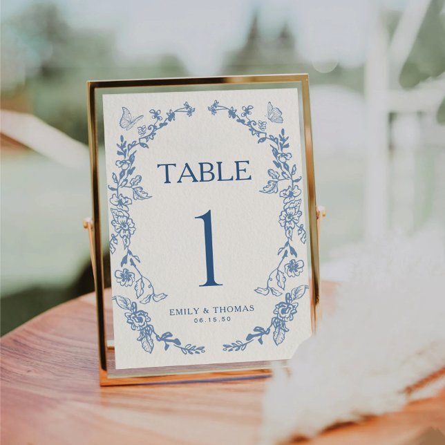 Floral Chinoiserie Wedding Table Number Card (Creator Uploaded)