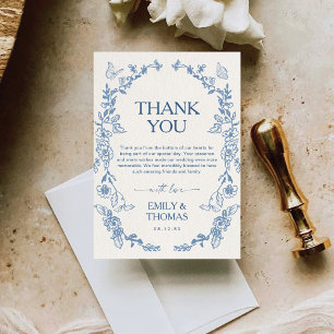 Floral Chinoiserie Wedding Thank You Card