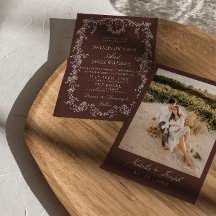 Floral Chocolate Brown Monogram Old Money Wedding