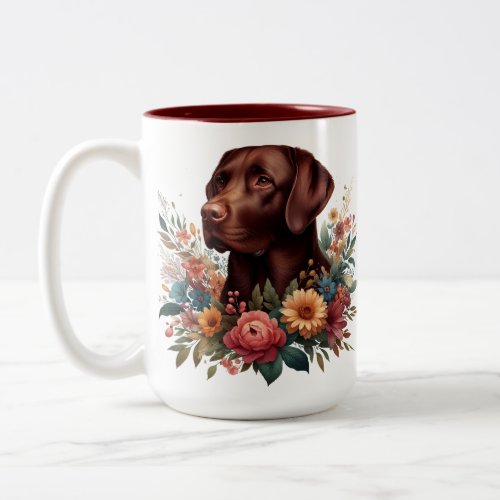 Floral Chocolate Lab Mug_ Great gift Two_Tone Coffee Mug