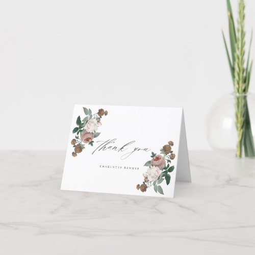 Floral Christening and Baptism  Thank You Card