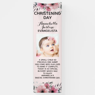 Floral CHRISTENING DAY Soft Pink Event Verticle Banner