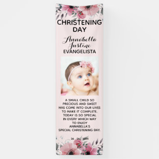 Floral CHRISTENING DAY Soft Pink Event Verticle Banner