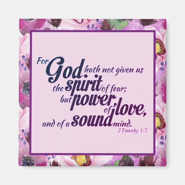 Floral Christian Bible Scripture Faith Quote Magnet (Front)