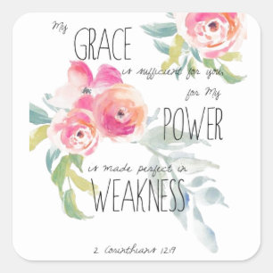 Floral Christian Bible Scripture Verse Square Sticker