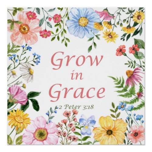 Floral Christian bible verse glossy  Poster