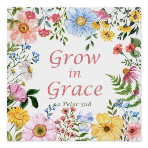Floral Christian bible verse glossy print