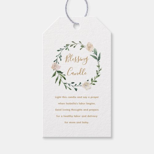 Floral Christian Blessing Candle Prayer Request Gift Tags