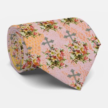 Floral Christian Cross Neck Tie by justcrosses at Zazzle