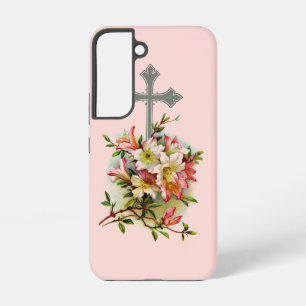 Floral Christian Cross Samsung Galaxy S22 Case