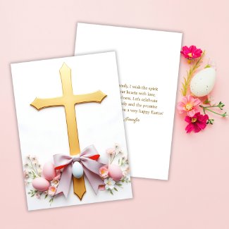 Floral Christian Elegant Gold Cross Easter