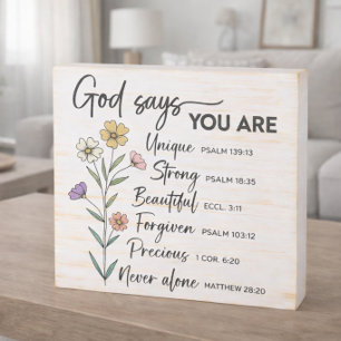 Floral Christian Encouragement Wooden Box Sign