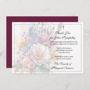 Floral Christian Funeral Sympathy Thank You