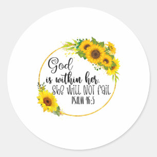 Floral Christian God Is Within Her She Will Not Fa Classic Round Sticker