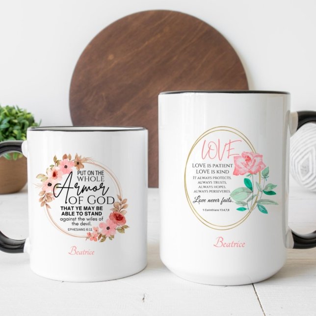 Floral Christian Inspirational Bible Verse Coffee Mug (Creator Uploaded)