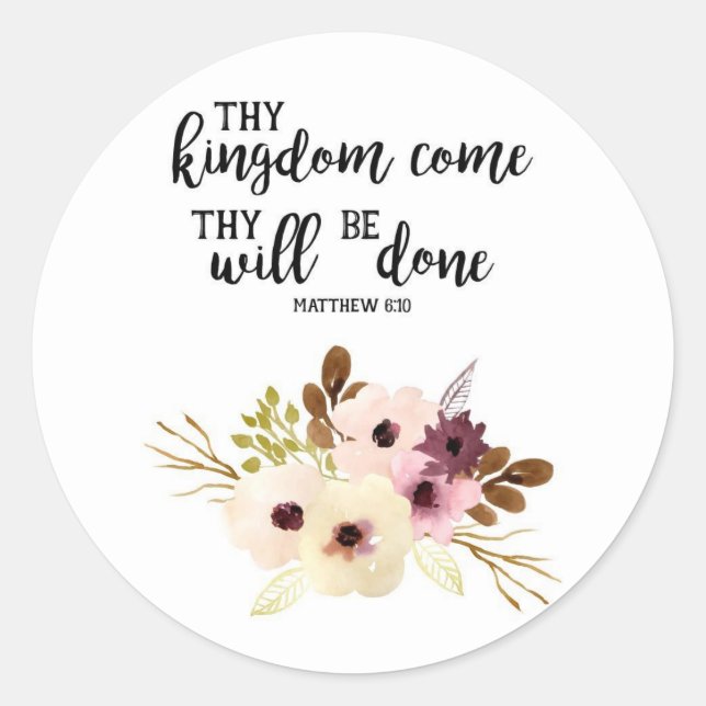 Floral Christian Matthew Bible Scripture Classic Round Sticker (Front)