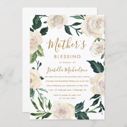 Floral Christian Mother and Baby Blessing Party  Invitation